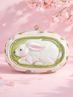 Towle Gailstyn-Sutton  Rabbit Bunny Ceramic Wall Plaque 3D Oval Glossy 11in.x8in